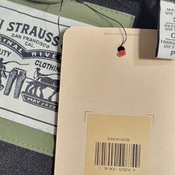 Levi's Jacket Mens S Green Collared Full Zip Pockets Water Resistant Coat - Picture 9 of 10